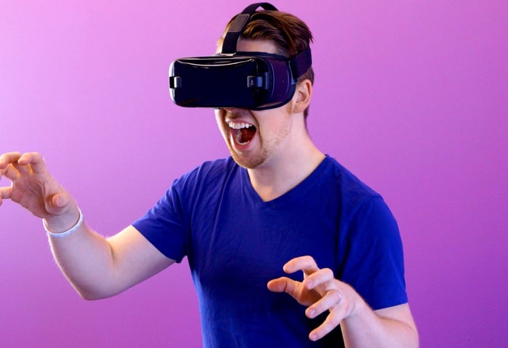 A person enjoying VR